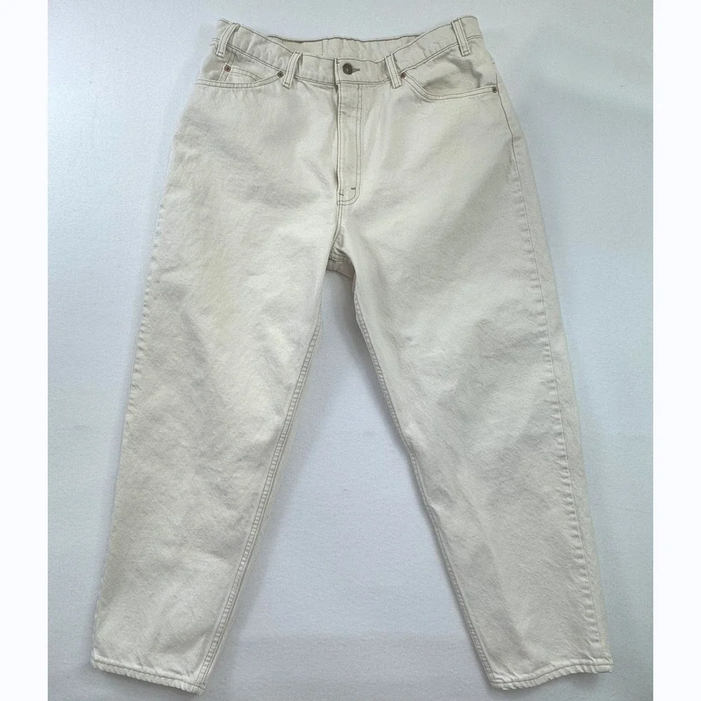 Vintage Levis 560 Loose Fit Tapered Leg Jeans Cream Orange Tab Made in USA 38x30